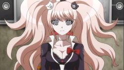  animated animated_eyes_only animated_gif blonde_hair breasts cleavage dangan_ronpa expressionless female_only femsub hypnospiraleyes_(manipper) junko_enoshima large_breasts manip screenshot spiral_eyes symbol_in_eyes twintails 