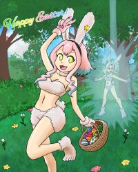  alternate_costume antenna_(biology) bappy_(hypnolandom) breasts bunny_ears bunny_girl character_request cygames easter eye_color_change female_only femdom femsub firamelia_(world_flipper) glasses liling_(bluenayru) midriff mythkaz navel original orvelle_(world_flipper) outdoors possession red_eyes tagme trees v world_flipper 