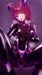  bodysuit brown_hair cat_ears collar corruption green_eyes groping latex looking_at_viewer maguro27 misti_rockwell_(lilpenpusher) nipples original panting source_request spread_legs tongue_out 