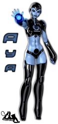 3d anti-monitor aya_(green_lantern) bald black_eyes black_lipstick boots breasts cleavage corruption dc_comics green_lantern_(series) idelacio large_breasts lipstick looking_at_viewer robot robot_girl standing super_hero thigh_boots thighs white_background