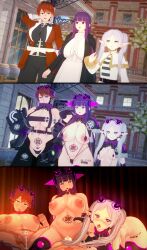 absurdres breasts cum cum_in_pussy elf elf_ears femsub fern_(frieren:_beyond_journey's_end) frieren frieren:_beyond_journey's_end genderswap green_eyes heart heart_eyes huge_breasts maledom multiple_girls multiple_subs muscle_girl nipples nude orgasm pengi13 purple_eyes purple_hair red_eyes red_hair sex short_hair stark_(frieren:_beyond_journey's_end) symbol_in_eyes transgender twintails vaginal white_hair