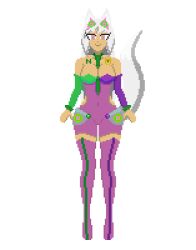 black_skin cat_ears female_only femsub fox_ears fox_girl fox_tail glowing glowing_eyes grey_hair happy_trance nyarukavt original pink_eyes pixel_art tattoo tech_control tie zowey_(alandy)