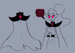 eldritch_imp elf_ears femsub happy_trance hypnotic_accessory living_costume long_hair red_eyes tagme text