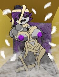 breasts drool femsub halloween mummification mummy murder_drones purple_hair pussy robot robot_girl spiral_eyes tcross uzi_doorman