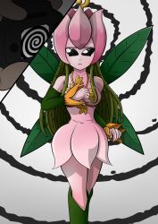  absurdres breasts comic digimon disguised_hypnotist fairy green_hair lillymon plant_girl spiral wings 