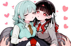  ai_art black_hair femsub green_hair happy_trance heart kiss_zombie kissing long_hair nemu_nemui rentarou_aijou rin_baio stable_diffusion_(ai) stabletomboy_(generator) the_100_girlfriends_who_really,_really,_really,_really,_really_love_you 
