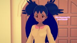 aware black_hair clothed dialogue english_text female_only iris mustardsauce pokemon pokemon_(anime) red_eyes solo text