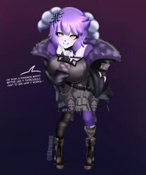  ayuko_(jcroth) boots choker evil_smile female_only femdom femsub fingerless_gloves furry glowing_eyes goat_girl goth gothification hair_ornament hand_on_hip hololive hololive_english horns indeedee jacket kronobas28 nintendo original pokemon pokemon_(creature) possession purple_hair shiori_novella short_hair skirt text virtual_youtuber yellow_eyes 