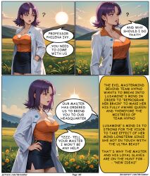 ai_art devianbar dialogue large_breasts pokemon professor_ivy purple_hair short_hair team_hypno text