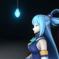  3d animated animated_gif aqua_(konosuba) blue_hair femsub kono_subarashii_sekai_ni_shukufuku_wo! long_hair pendulum saiminsensei sleeping sleepy 