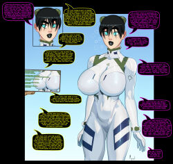  avatar_the_last_airbender bimbofication black_hair black_lipstick blue_eyes bodysuit brain_drain breasts cell_phone cleavage cosplay dazed dialogue empty_eyes eyebrows_visible_through_hair female_only femsub hair_ornament happy_trance huge_breasts hypnotic_app maledom manip morganagod neon_genesis_evangelion phone short_hair speech_bubble tagme tech_control text tiechonortheal_(manipper) toph 