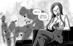  all_fours anal breasts censored cleavage collarbone couch crossed_legs dialogue english_text evil_smile femdom femsub financial_domination finger_to_mouth glasses gradient_background greyscale hair_ornament heart kneeling large_breasts long_hair majinsfw money monochrome mugi_(fsyco) nude open_mouth oral original ponytail sale sex simple_background sitting skirt smile speech_bubble t-shirt text thighhighs thighs threesome v veronica_nightingale_(majinsfw) 