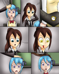  blue_hair brown_hair empty_eyes femdom femsub jerrydestrtoyer kai_(pieman754) kurumu_kurono original rosario+vampire snake snake_girl 