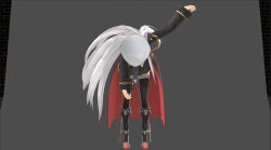 3d airmotor arm_levitation azur_lane black_skirt cape clothed enterprise_(azur_lane) female_only femsub knee-high_boots leaning_forward limp long_hair military_hat military_uniform mmd skirt slouching standing thighhighs traditional_hypnosis white_hair