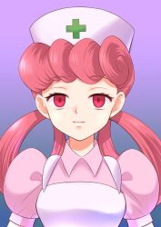  empty_eyes expressionless heavy_eyelids maskmaya1 nintendo nurse nurse_joy pink_hair pokemon red_eyes 