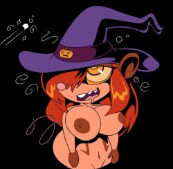 bottomless breasts drool female_only femsub furry happy_trance hat howling_mad_fox_hatter kaa_eyes magic_wand mouse_girl nude original solo sortish topless witch_hat