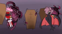 alternate_costume amy_rose bondage cape closed_eyes coffin corruption dress evil_smile eye_color_change fangs femsub furry hand_on_hip happy_trance hedgehog_girl red_eyes restrained ringtailedhero smile sonic_the_hedgehog_(series) tentacles transformation vampire