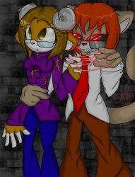 brown_hair empty_eyes expressionless femsub furry glowing glowing_eyes human_puppet maledom puppet red_hair short_hair
