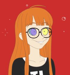  animated animated_gif blush female_only femsub futaba_sakura glasses happy_trance kaa_eyes long_hair orange_hair persona_(series) persona_5 plsgts smile solo 