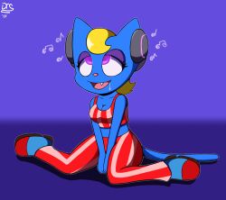 blonde_hair cat_girl dazed dr._chaos drool fangs female_only femsub furry glowing glowing_eyes happy_trance headphones hypnotic_audio hypnotic_music katy_kat kneeling open_mouth parappa_the_rapper simple_background tech_control