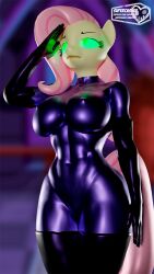  3d abs blender bodysuit breasts femsub fluttershy furry glowing_eyes horse_girl latex my_little_pony supercasket tight_clothing 