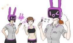  black_hair breasts brown_hair bzurrrf_(colorist) drool earbuds empty_eyes female_only femsub hypnotic_accessory multiple_girls open_mouth original red_hair short_hair standing standing_at_attention symbol_in_eyes tech_control tongue tongue_out uniform z-tech_(zko) zko 