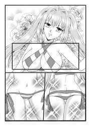 bikini cameltoe comic disney fate/grand_order fate_(series) large_breasts long_hair monochrome nero_claudius_caesar_augustus_germanicus_(fate) nilanandita roses the_jungle_book twintails