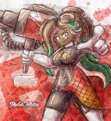 ameerashourdraws boots corruption crossover enemy_conversion evil_smile femsub gloves gun hypnotic_liquid hypnotized_hypnotist latex marina_(splatoon) nintendo octoling pokemon red_eyes splatoon splatoon_2 team_rocket