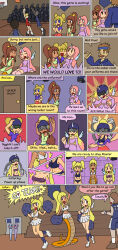  bimbofication blonde_hair blue_eyes breast_expansion breasts brown_eyes brown_hair cailey_(swankypajamas) cheerleader cleavage comic dialogue femdom femsub happy_trance helmet horns hypnotic_accessory hypnotic_screen large_breasts lina_(swankypajamas) long_hair marigold_(swankypajamas) monster_girl multiple_girls multiple_subs mustache mythkaz naga_girl open_mouth original pink_eyes pink_hair ponytail smile snake_girl speech_bubble spiral tech_control text transformation twintails visor wings 