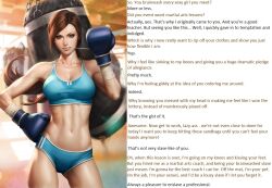  ambiguous_pov assertive_sub aware blue_eyes boxing_gloves brown_hair caption caption_only femsub gym happy_trance large_breasts manip midriff muscle_girl short_shorts sports_bra sports_briefs sportswear sunt-ermico_(manipper) tank_top text 