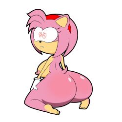  amy_rose apopop ass ass_focus expressionless femsub furry hedgehog_girl kneeling large_ass looking_back open_mouth pink_hair short_hair sonic_the_hedgehog_(series) spiral_eyes symbol_in_eyes 