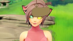  3d animated bare_shoulders blue_eyes brown_hair cat_ears cat_girl catra clothed female_only femsub happy_trance heavy_eyelids heterochromia open_mouth outdoors pendulum pocket_watch she-ra_and_the_princesses_of_power short_hair smile solo spiral_eyes spiralwash_eyes video vynil yellow_eyes 