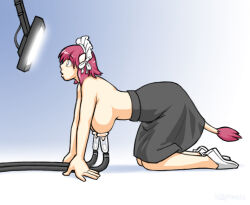  all_fours animal_ears breasts cow_girl empty_eyes expressionless femsub hanging_breasts hypnotic_screen lactation large_breasts maid milking milking_machine open_mouth original pink_hair sleepymaid tech_control topless 