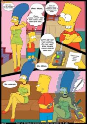  bart_simpson bimbofication breasts clothed comic heterosexual large_ass large_breasts marge_simpson tech_control text the_simpsons western 