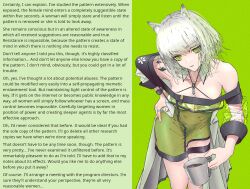  altered_common_sense arknights aware bangs caption caption_only cat_ears cat_girl collarbone femsub green_eyes hand_on_hip kal&#039;tsit_(arknights) lab_coat leaning_forward manip monsieurchuchote_(writer) necklace pov pov_dom standing text white_hair wrist_watch 