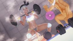  3d animated bea_(pokemon) blush bottomless censored clothed_sex dark_skin erection exercise expressionless femsub glowing gym hair_band hypno knee_pads light_skin lying maledom mrsyounin navel nintendo on_back orgasm panties pendulum penis pokemon pokemon_sword_and_shield pussy_juice sex short_hair sports_bra squatting squirting steam sweat topless trembling unaware vaginal video weightlifting white_hair yellow_skin 
