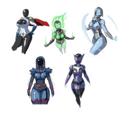 10dsketches bodysuit breasts breasts_outside character_request cleavage cleavage_cutout dc_comics drone exposed_chest expressionless female_only femsub fire_(dc_comics) huntress ice_(dc_comics) large_breasts mask multiple_girls multiple_subs open_clothes power_girl raven robot robotization super_hero superman_(series) teen_titans whitewash_eyes 