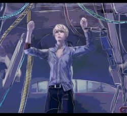 belt blonde_hair collarbone detroit_become_human expressionless female_only femsub fiammahprice jeans kara_(detroit_become_human) robot robot_girl short_hair sketch solo