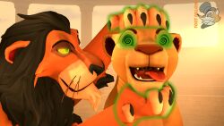 3d animal_ears animals_only disney femsub footfellow furry green_eyes hypnotic_paws lion_boy lion_girl maledom nala open_mouth paws scar_(the_lion_king) spiral_eyes tagme the_lion_king tongue_out watermark