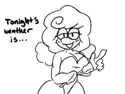  animated animated_gif bare_breasts blue_eyes cakebatterbossmonster deltarune elnina eyelashes femdom large_breasts leotard nipples spiral_eyes text 