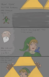  blonde_hair comic dialogue elf_ears langtang&#039;s_wife link nintendo ocarina_of_time open_mouth text the_legend_of_zelda 