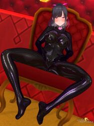  3d blush bodysuit bow breasts breath cameltoe chair collar custom_maid_3d_2 dfish303 empty_eyes female_only femsub fishnets gloves happy_trance large_breasts latex original pink_eyes ponytail ribbon rubber sitting smile solo spread_legs tight_clothing 