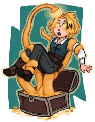  androgynous androgynous_dom blonde_hair denki_kaminari hypnotic_tentacle male_only malesub mimic my_hero_academia pixel-chan-doodles spiral_eyes symbol_in_eyes tentacles treasure_chest 