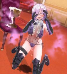  3d ahegao before_and_after boots chair corruption cum custom_maid_3d_2 dfish303 drool eye_roll fate/grand_order fate_(series) female_only femsub fishnets glasses gloves high_heels hypnotic_gas kneeling mashu_kyrielight mind_break open_mouth opera_gloves purple_eyes purple_hair pussy_juice resisting short_hair solo tears thigh_boots thighhighs tongue tongue_out 