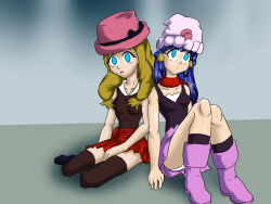  blue_hair clothed dawn empty_eyes expressionless female_only femsub hat long_hair malroth nintendo open_mouth pokemon pokemon_diamond_pearl_and_platinum pokemon_x_and_y serena 