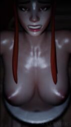 animated bimbofication black_sclera blue_skin brain_drain breast_expansion breasts brigitte_(overwatch) brown_eyes brown_hair choker defeated female_only femsub freckles glory_wall glowing_eyes harness heart heart_eyes huge_ass large_breasts lip_expansion long_hair mind_break nipples nude overwatch pink_eyes purple_hair solo succumbic symbol_in_eyes tattoo through_wall twerk video