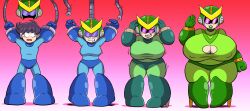 bbw before_and_after bondage breast_expansion breasts brown_hair capcom cleavage fat femsub happy_trance helmet huge_breasts hypnotic_accessory male_only malesub megaman megaman_(series) prinnydood saluting sequence short_hair tech_control transformation transgender