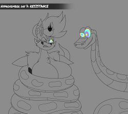 al_gx beelzebub_(helluva_boss) coils disney helluva_boss huge_breasts kaa kaa_eyes resisting restrained the_jungle_book