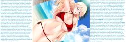 bare_legs bare_shoulders beach bikini bipp_(manipper) blonde_hair blue_eyes blush breasts caption caption_only cleavage drugged femdom huge_breasts hypnotic_drug large_breasts long_hair looking_at_viewer male_pov manip midriff navel orgasm_command pov pov_sub shinonome_kazuhiko smile stepmother text trigger
