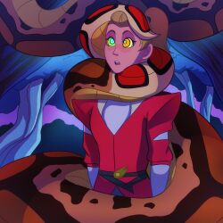  adora belt blonde_hair blush femsub geekgirl8 jungle kaa_eyes kenneth_(geekgirl8) maledom night open_mouth original ponytail she-ra_and_the_princesses_of_power tail 